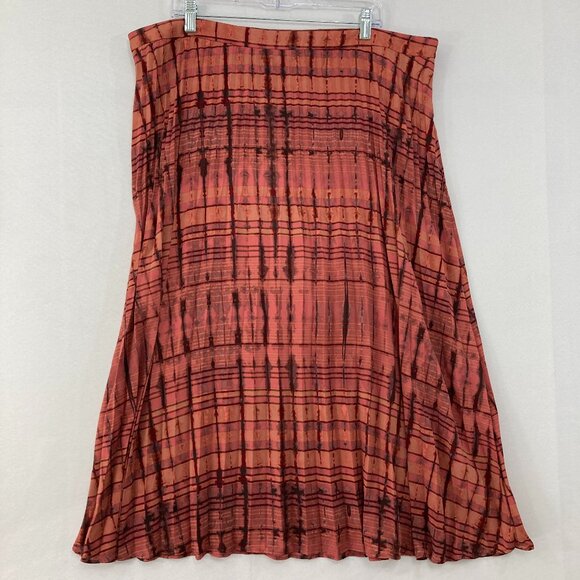 Lisa Rinna size 1X Red Black Abstract Print Soft Flowy Side Zip Midi Skirt - Picture 3 of 11